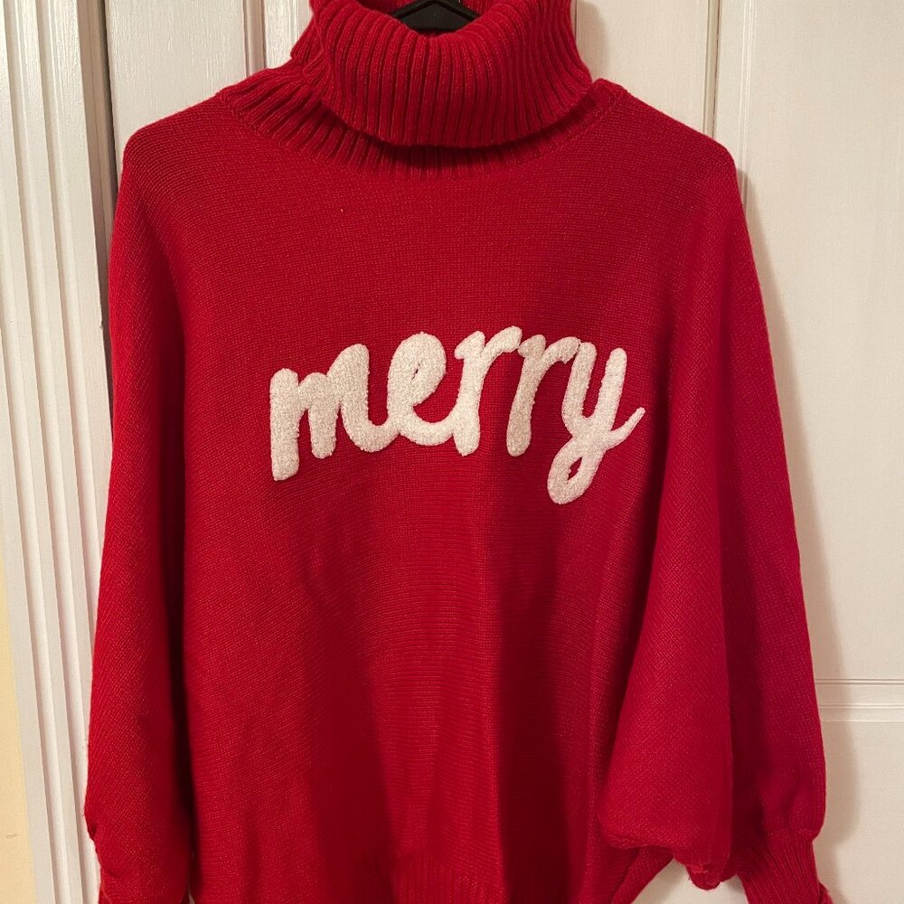 "Merry" Red Turtleneck Sweater